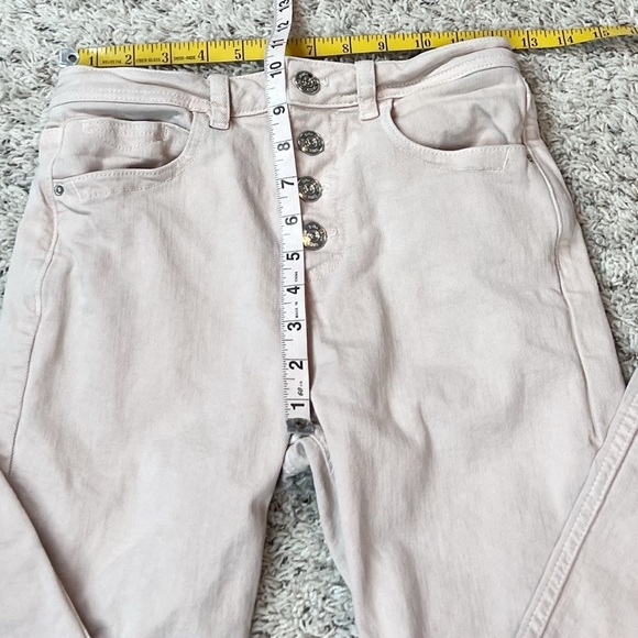 Zara High Rise Button Fly Solid Light Pink Skinny Denim Jeans Size 2 Pockets - Picture 6 of 7